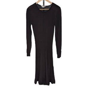 Gerard Darel Black Wool Dress with Button Cuff and Shoulder Detail
